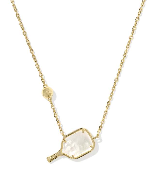 Pickleball Gold Short Pendant Necklace in Ivory Mother-of-Pearl image number 0.0