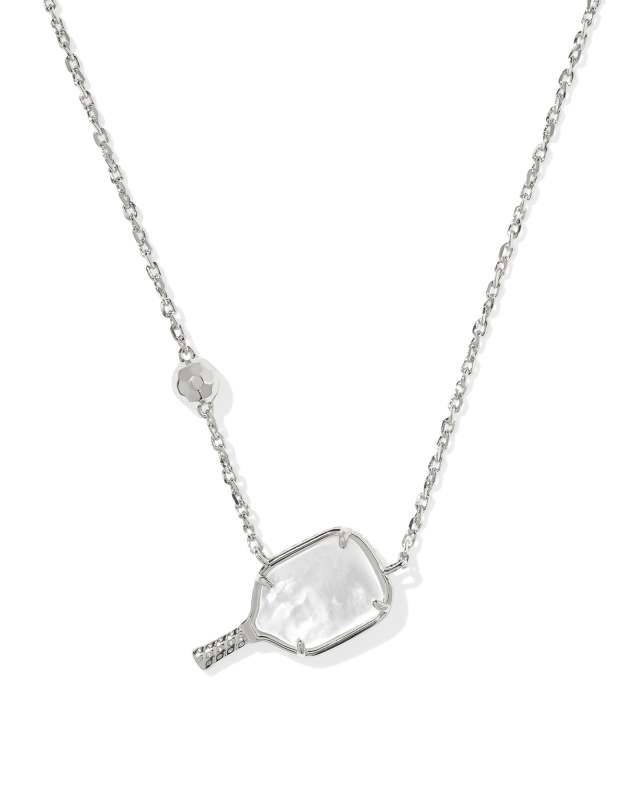 Pickleball Silver Short Pendant Necklace in Ivory Mother-of-Pearl image number 0.0