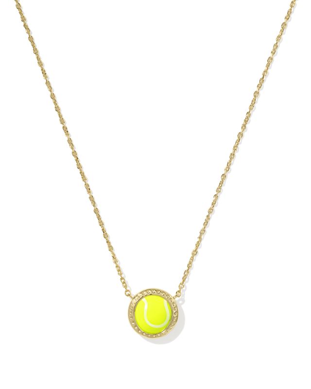 Tennis Gold Short Pendant Necklace in Chartreuse Magnesite image number 0.0