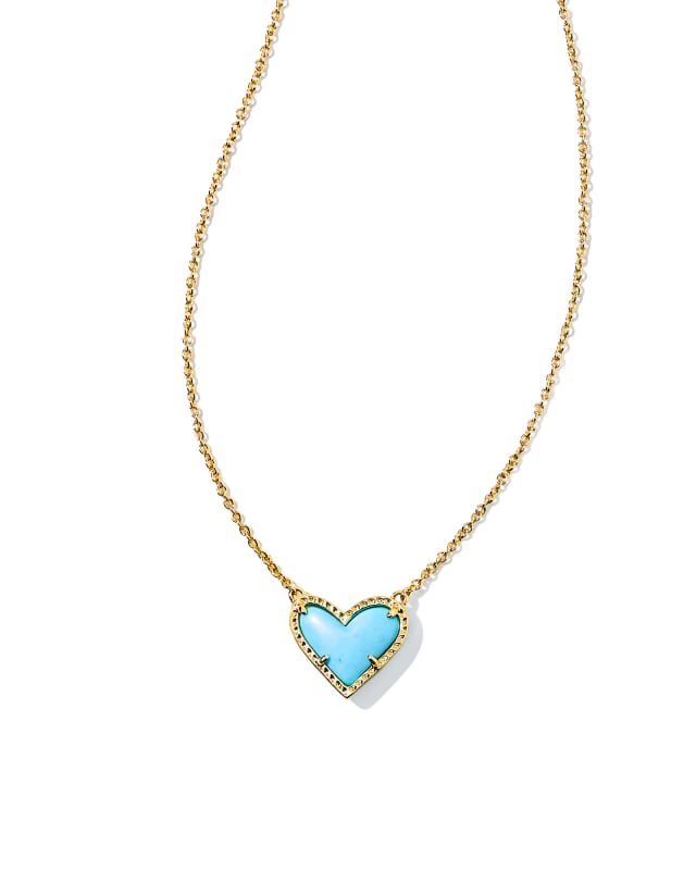 Ari Heart Gold Pendant Necklace in Light Blue Magnesite image number 0