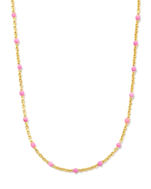 Pink Enamel 18k Gold Vermeil Satellite Chain Necklace image number 0.0