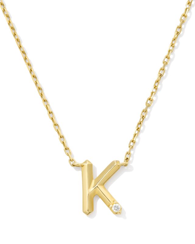 Diamond Accent Letter K 14k Yellow Gold Pendant Necklace in White Diamond image number 0.0