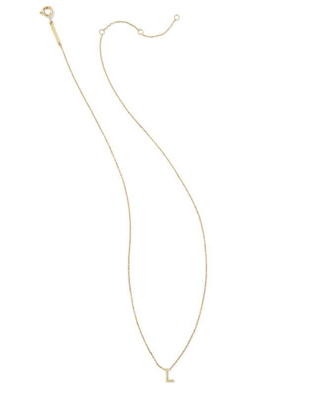 Diamond Accent Letter L 14k Yellow Gold Pendant Necklace in White Diamond