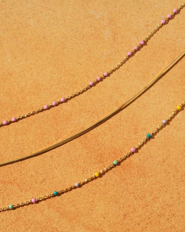 Multi-Color 18k Gold Vermeil Single Satellite Chain Necklace in Multi Mix image number 3.0