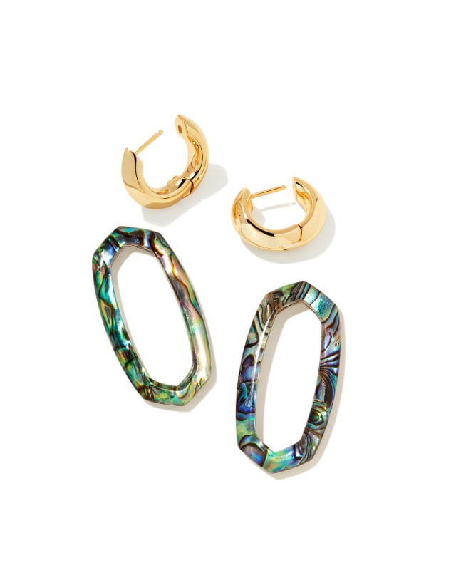 Danielle Gold Convertible Link Earrings in Abalone Shell image number 1.0