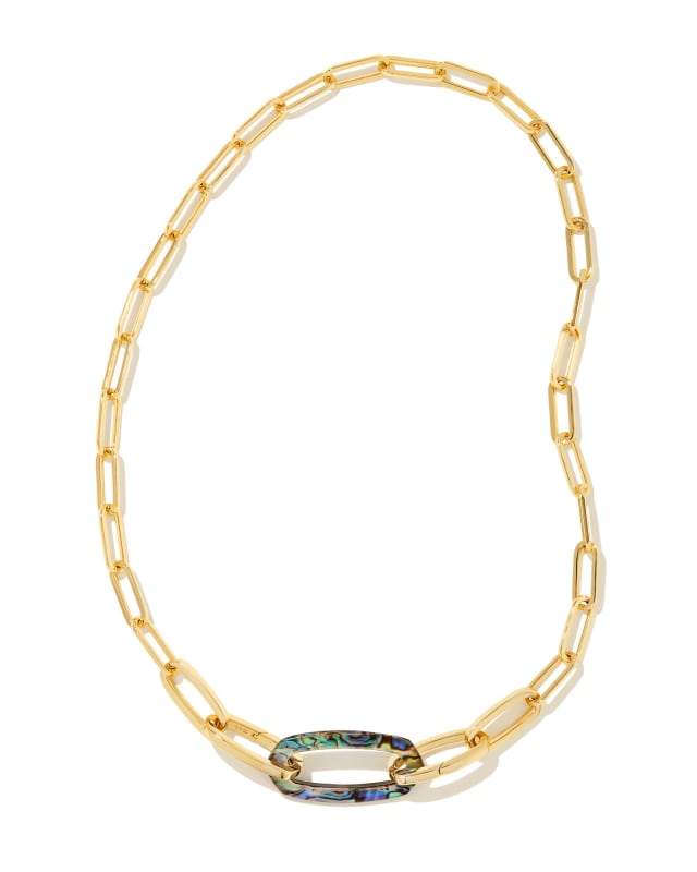 Danielle Gold Convertible Link Paperclip Necklace in Abalone Shell image number 0.0