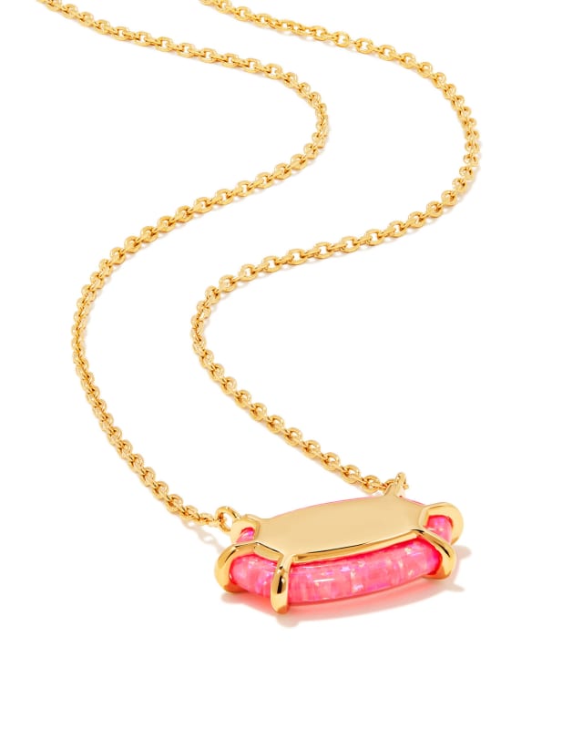 Framed Elisa Opal 18k Gold Vermeil Pendant Necklace in Bright Pink Kyocera Opal image number 4.0