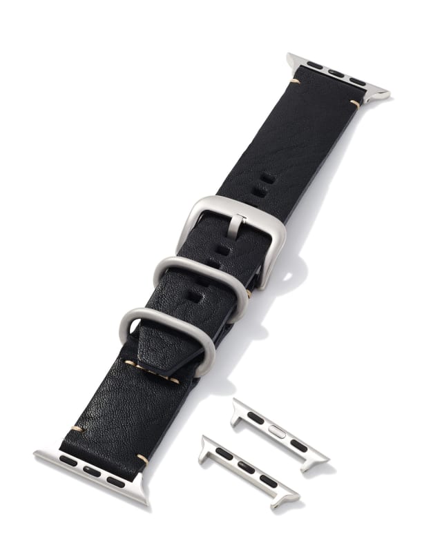 Grey Leather Watch Band in Black image number 1.0