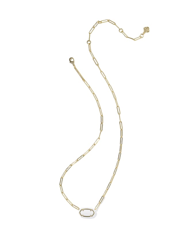 Elisa Enamel Frame Paperclip Necklace, Black Agate