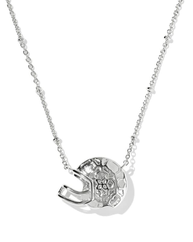 Football Helmet Silver Short Pendant Necklace