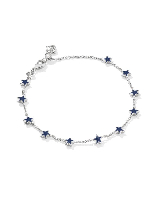 Sierra Silver Star Delicate Chain Bracelet in Navy Enamel image number 0.0