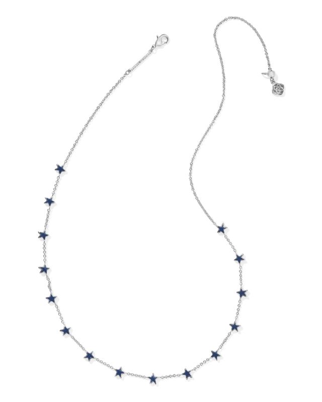 Sierra Silver Star Strand Necklace in Navy Enamel image number 3.0