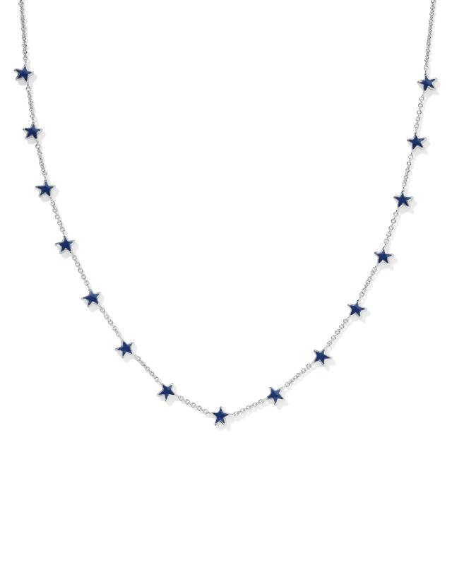 Sierra Silver Star Strand Necklace in Navy Enamel image number 0.0