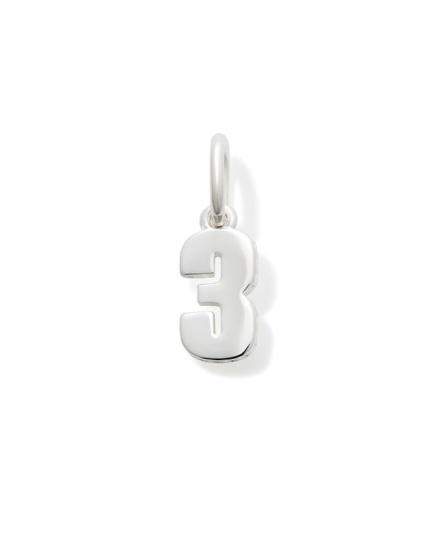 Metal Number 3 Charm in Sterling Silver image number 0.0