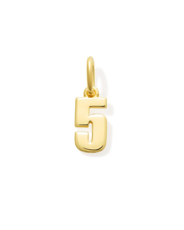 Metal Number 5 Charm in 18k Gold Vermeil image number 0.0