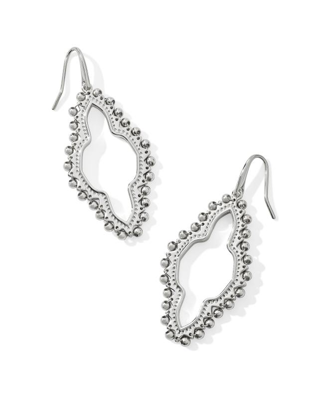 Abbie Beaded Open Frame Earrings in Silver image number 0.0