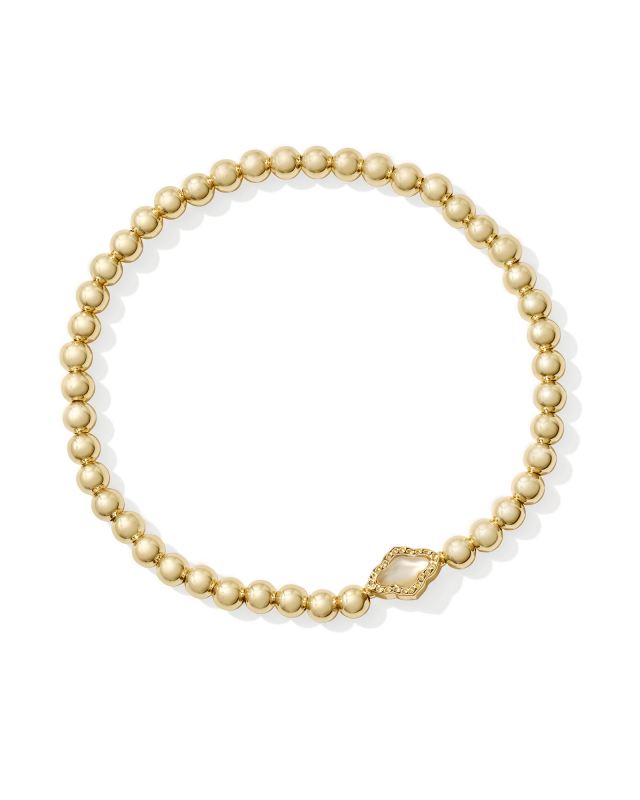 Abbie Gold Beaded Stretch Bracelet in Natural Mother-of-Pearl image number 0.0