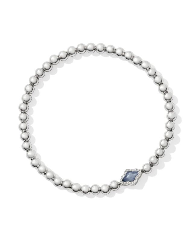 Abbie Silver Beaded Stretch Bracelet in Light Blue Mother-of-Pearl image number 0.0