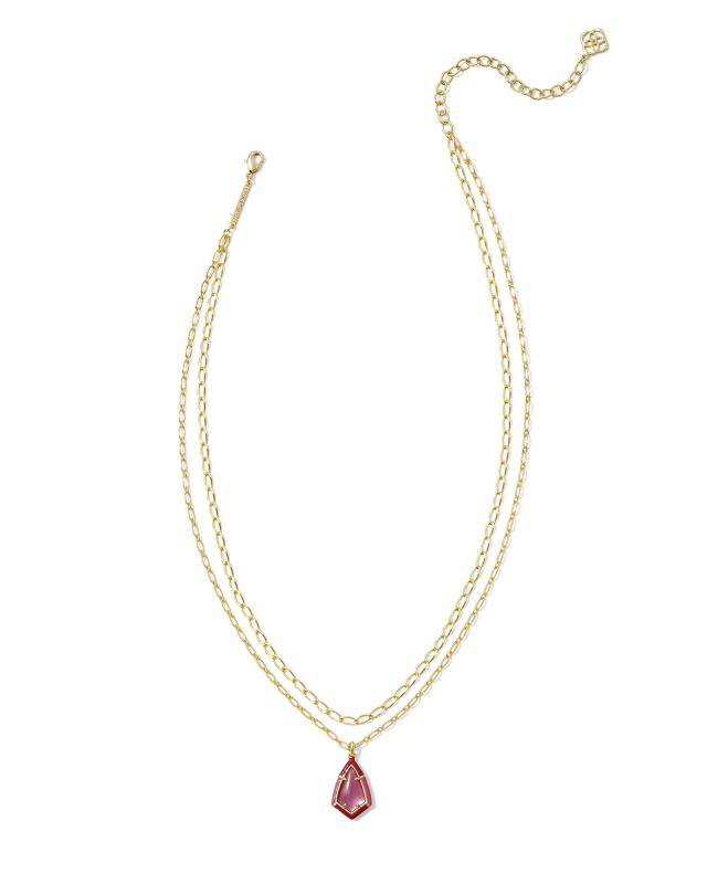 Camry Gold Enamel Frame Multi Strand Necklace in Azalea Illusion image number 1.0