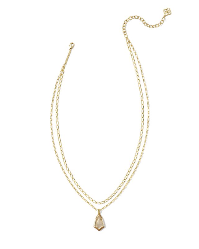 Camry Gold Enamel Frame Multi Strand Necklace in Natural Mother-of-Pearl image number 2.0