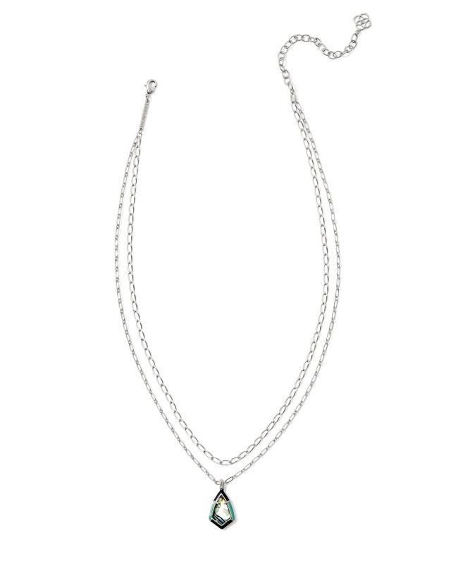 Camry Silver Enamel Frame Multi Strand Necklace in Abalone image number 3.0