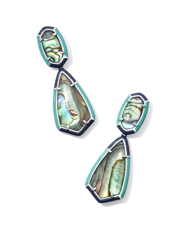 Camry Silver Enamel Frame Statement Earrings in Abalone image number 0.0