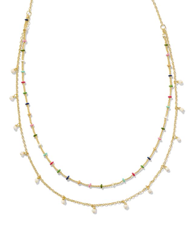 Eve Gold Multi Strand Necklace in Multi Mix image number 0.0