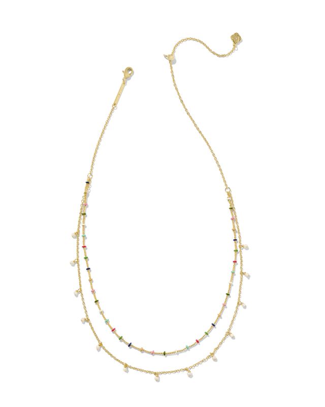 Eve Gold Multi Strand Necklace in Multi Mix image number 1.0