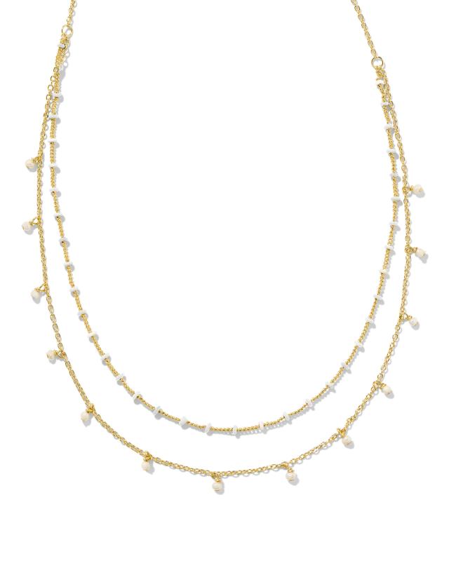 Eve Gold Multi Strand Necklace in White Mix image number 0.0