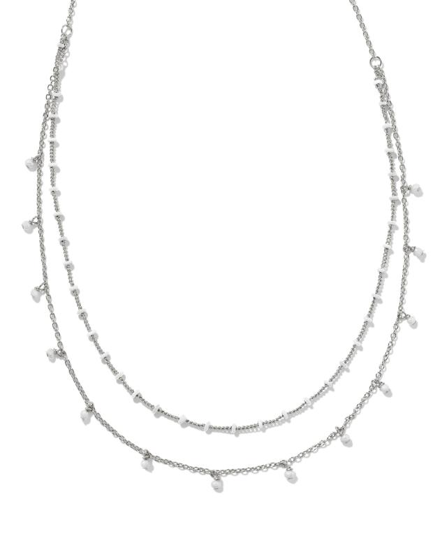 Eve Silver Multi Strand Necklace in White Mix image number 0.0