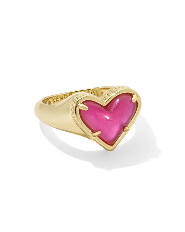 Framed Ari Heart Gold Band Ring in Azalea Illusion image number 0.0