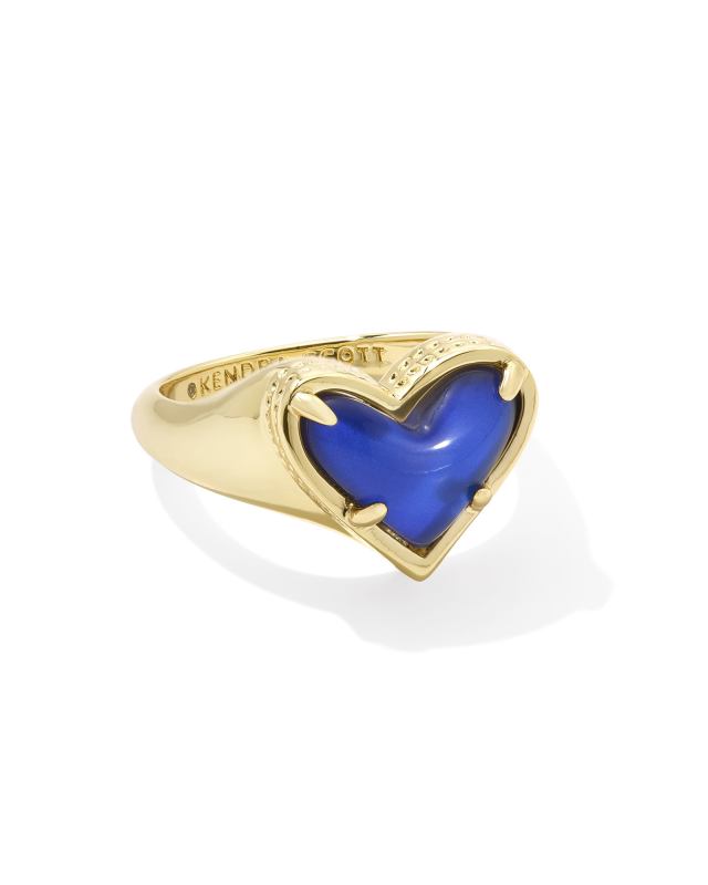 Framed Ari Heart Gold Band Ring in Mood Stone image number 0.0