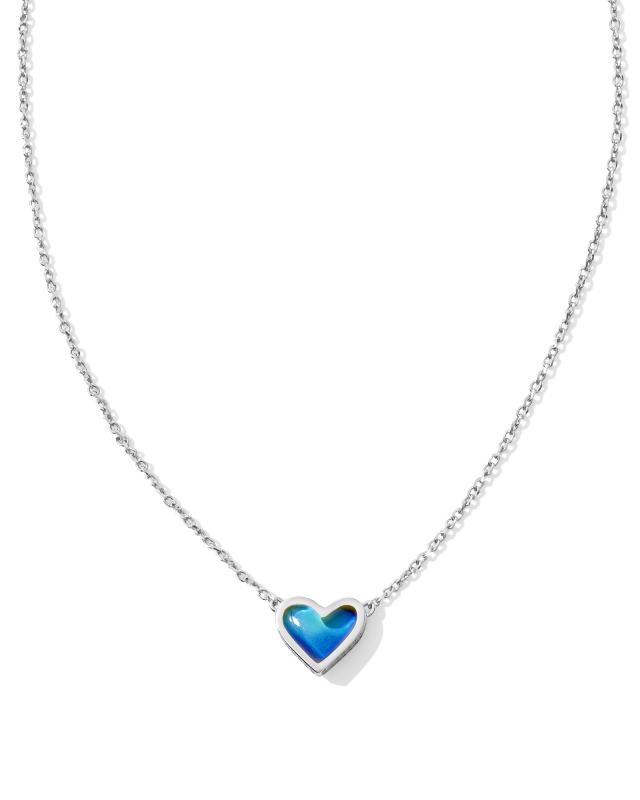 Framed Ari Heart Silver Short Pendant Necklace in Mood Stone image number 0.0