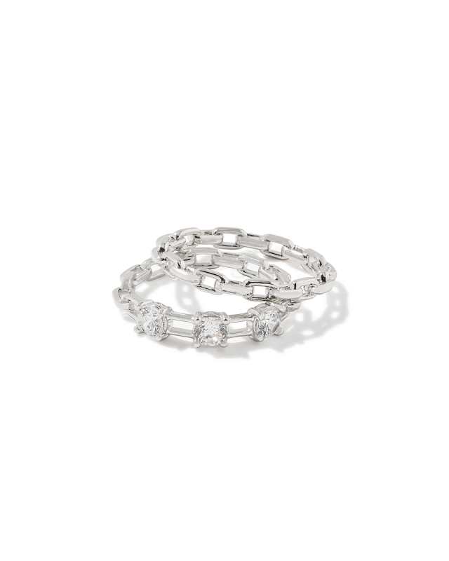 Lexi Silver Ring Set in White Crystal image number 0.0