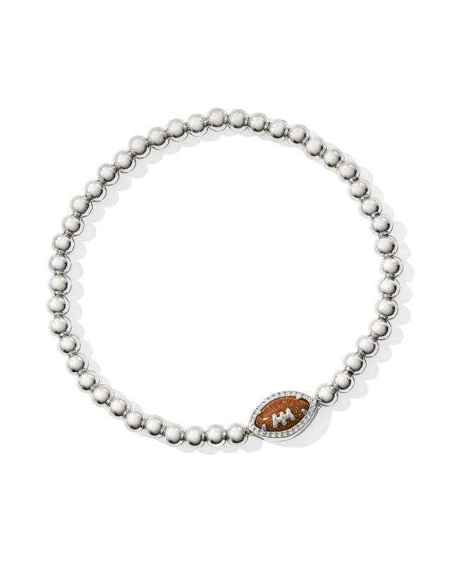 Football Silver Stretch Bracelet in Orange Goldstone image number 0.0