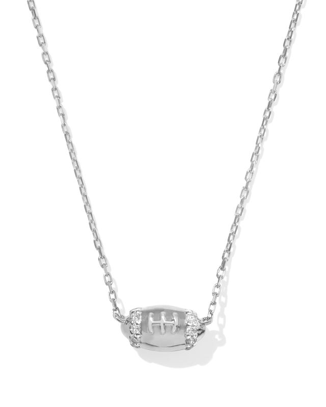 Tiny Diamond Football 14k White Gold Pendant Necklace in White Diamond image number 0.0