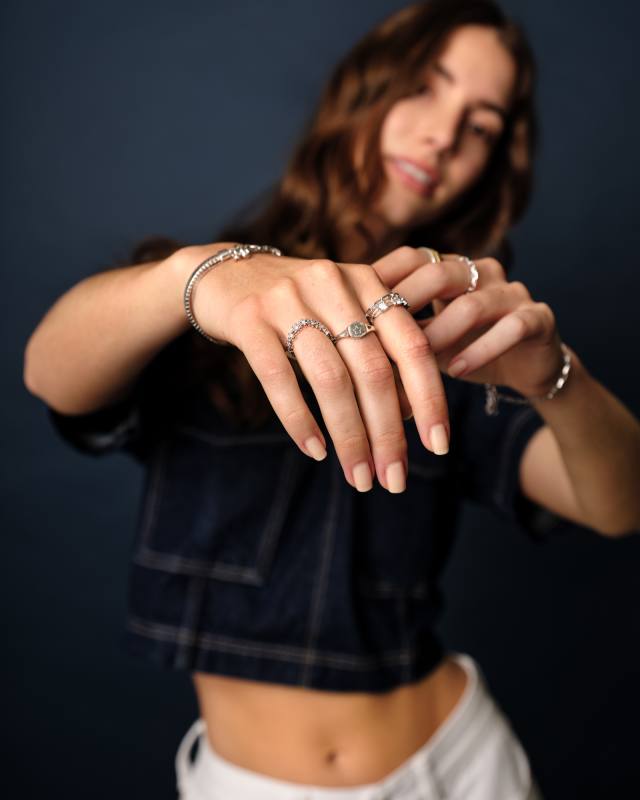 Lexi Silver Ring Set in White Crystal image number 2.0