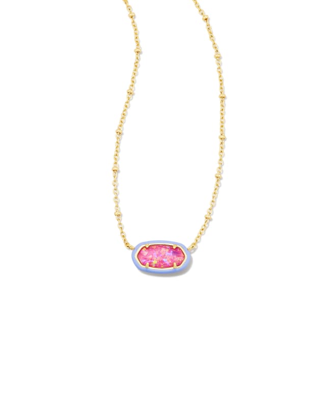 Barbie™ x Kendra Scott Gold Elisa Satellite Reversible Necklace in Pink Iridescent Glitter Glass image number 2.0