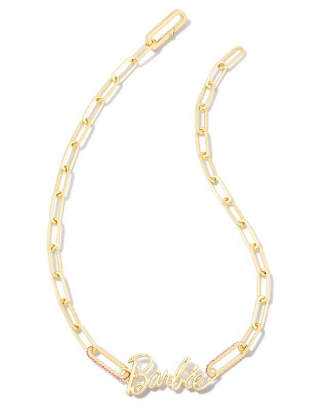 BARBIE LINK CHAIN NCK GOLD PINK CRYSTAL image number 2.0