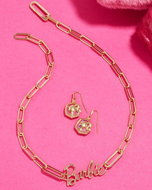 BARBIE LINK CHAIN NCK GOLD PINK CRYSTAL image number 4.0