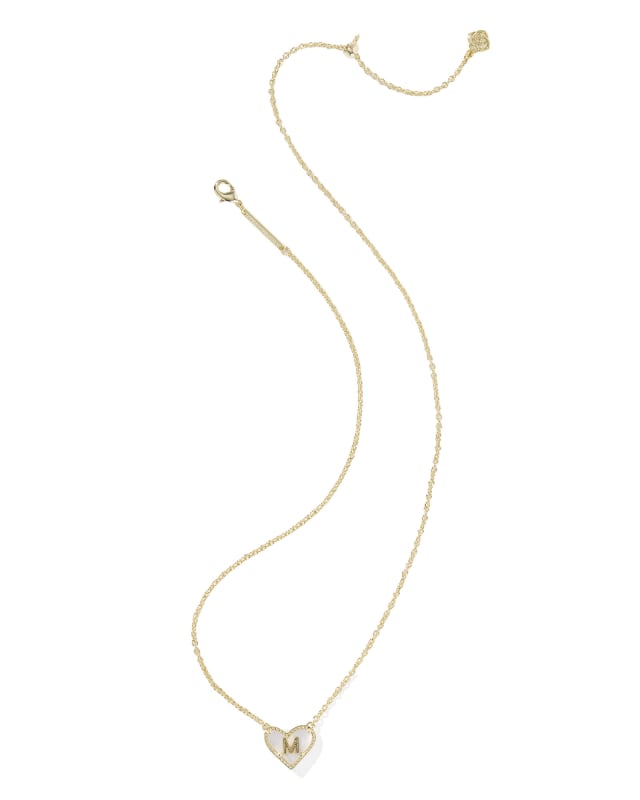 Ari Heart Letter M Gold Short Pendant Necklace