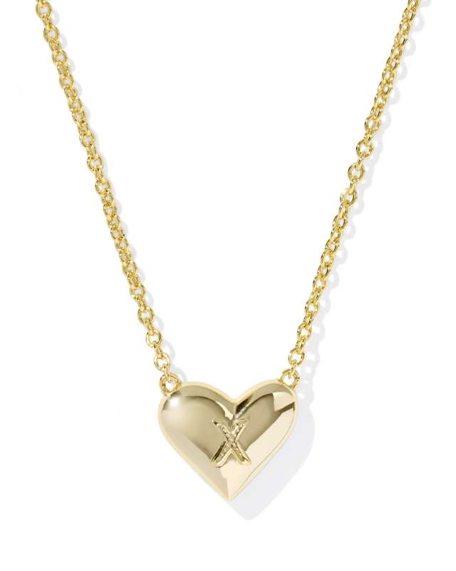 Ari Heart Letter X Gold Short Pendant Necklace