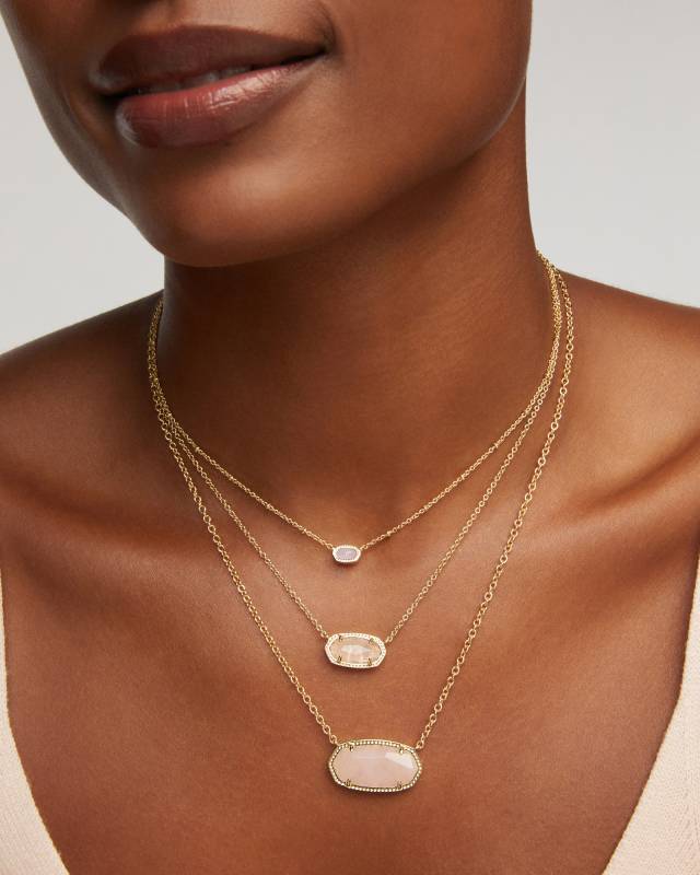 KENDRA SCOTT*新作*誕生石/ネックレス/Elisa Pendant Necklace Elisa Gold Pendant Necklace in Rose Quartz | Kendra Scott