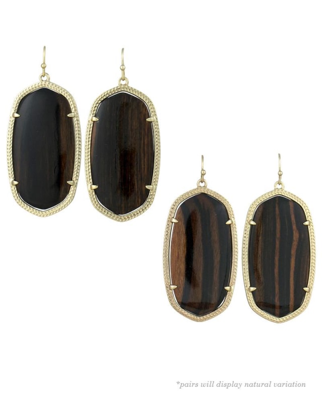 DANIELLE EARRING GOLD EBONY WOOD image number 1.0