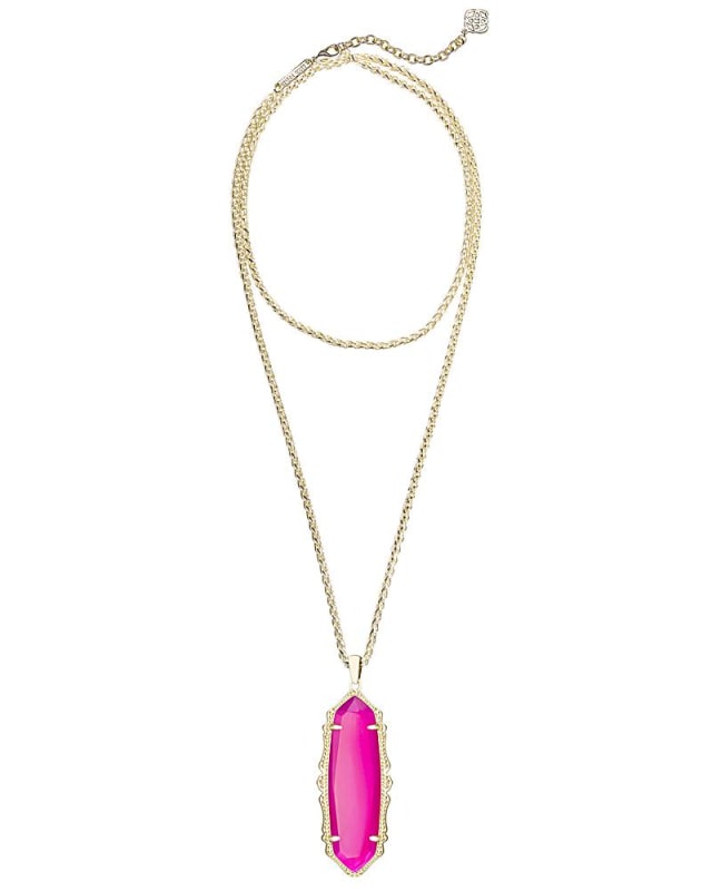 FRANCES NECKLACE GOLD PINK AGATE image number 0.0