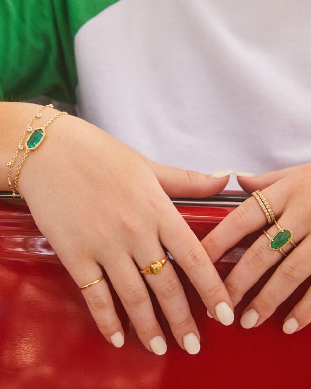 Elaina Gold Adjustable Chain Bracelet in Emerald Cats Eye image number 1.0