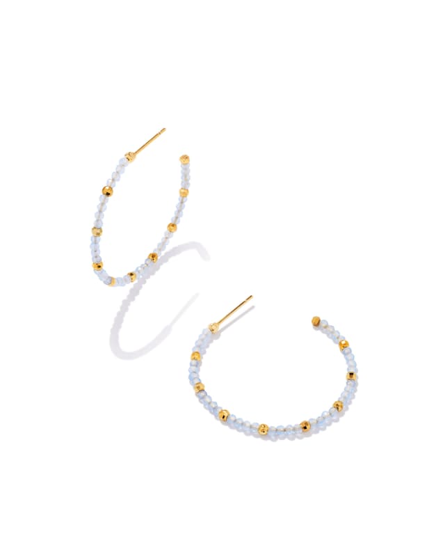 Britt Gold Thin Beaded Hoop Earrings in Periwinkle Cat’s Eye image number 0.0