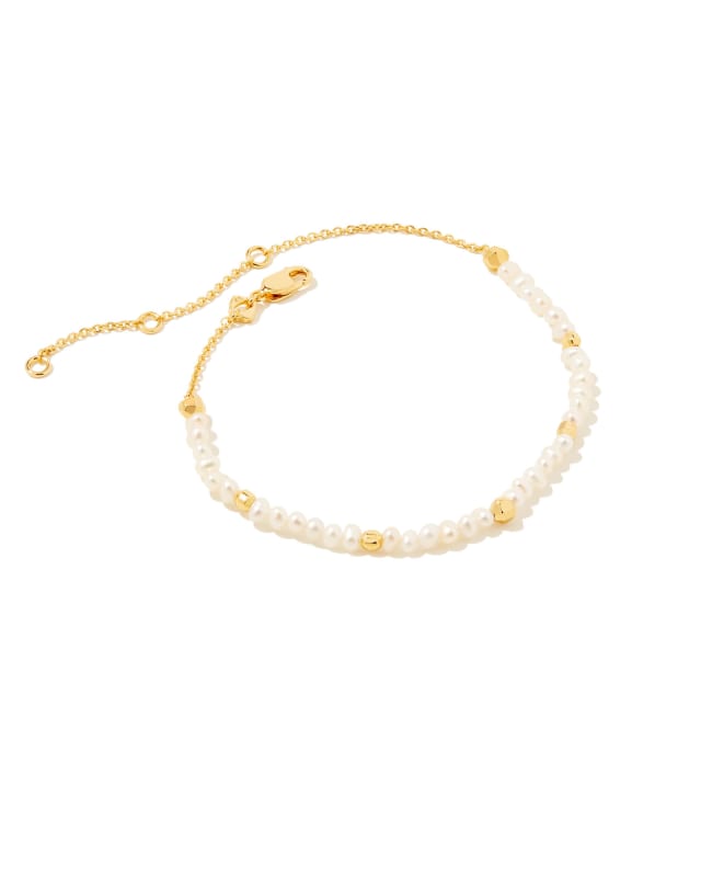 Brooklyn Pearl 18k Gold Vermeil Delicate Chain Bracelet in White Pearl image number 0.0