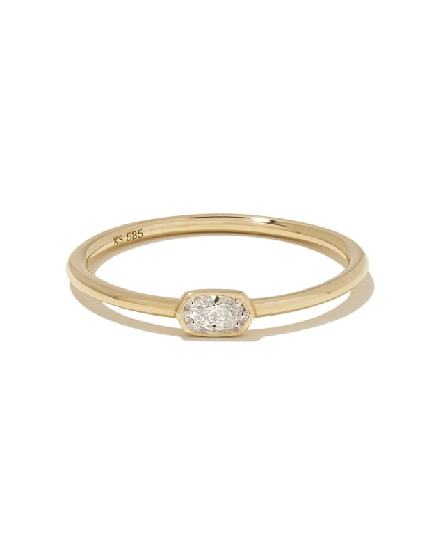 Marisa 14k Yellow Gold Oval Solitaire Band Ring in White Diamond image number 0