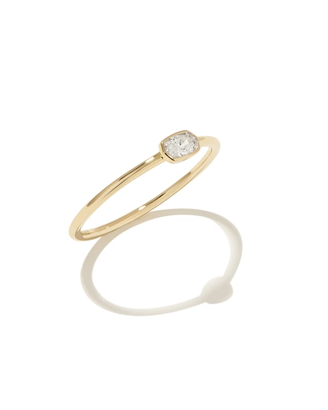 Marisa 14k Yellow Gold Oval Solitaire Band Ring in White Diamond image number 1.0